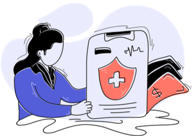 Ilustración de una persona revisando su seguro de salud